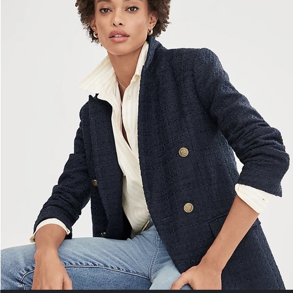LOFT Jackets & Blazers - 🇪🇸 Loft Tweed Double Breasted Blazer navy blue
